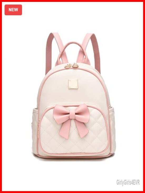 Mini Bowknot Quilted Leather Backpack Purse Cute Trendy for Women Girls main image 5